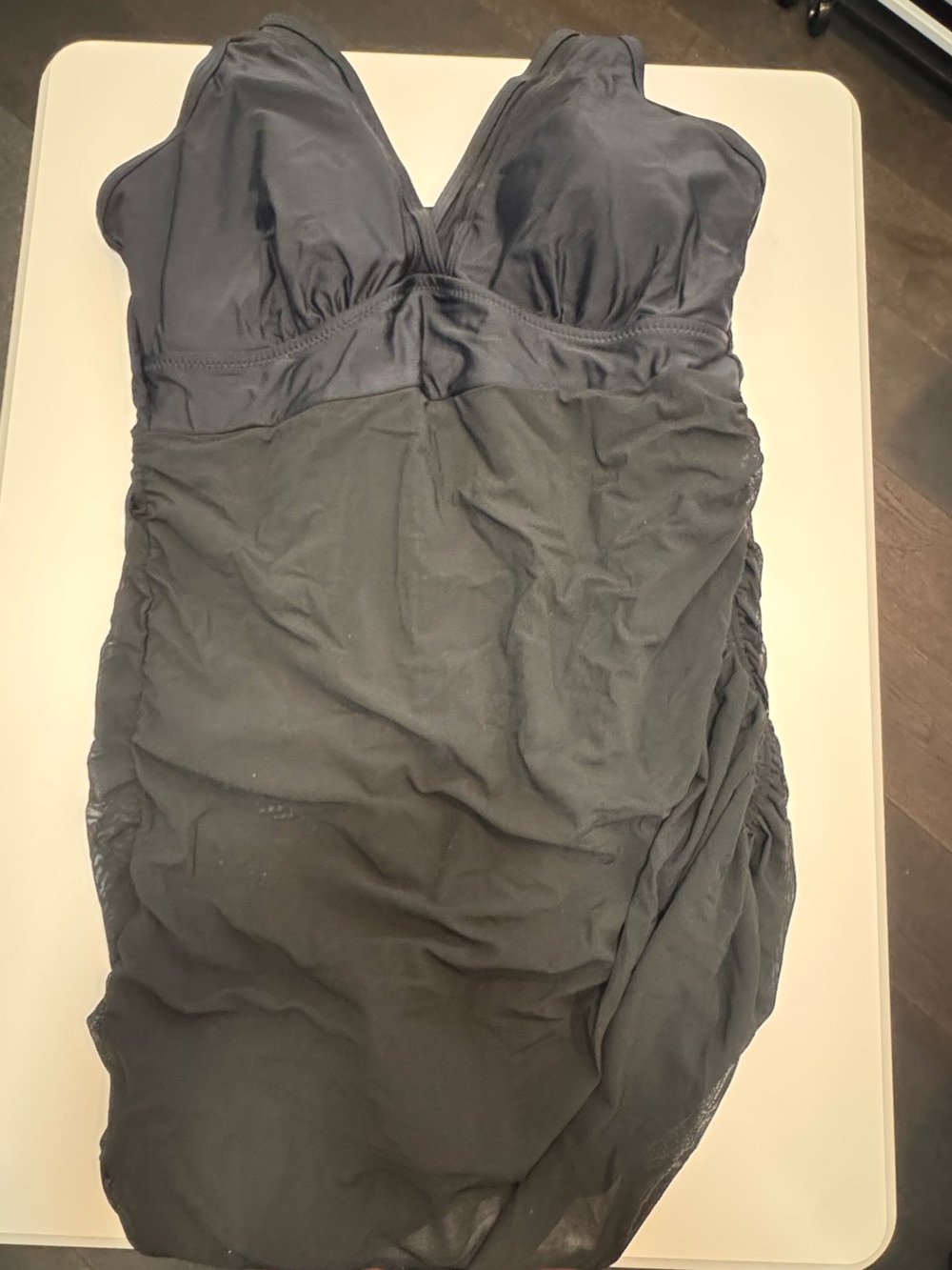 Women's Black One-Piece Swimdress with Built-In Bust Support